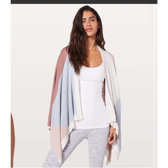 Lululemon Hatha Sweater Wrap Quicksand Pink Heathered Core Shawl Silk Blend